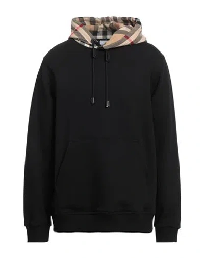Burberry Black Sweatshirt With Vintage Check Printed Hood In Cotton