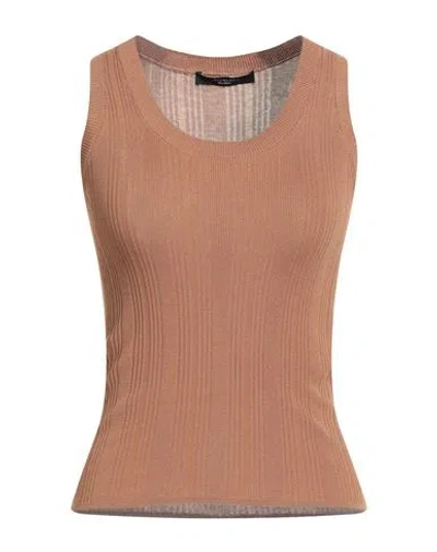 Weekend Max Mara Woman Tank Top Camel Size Xs Viscose, Polyamide In Brown