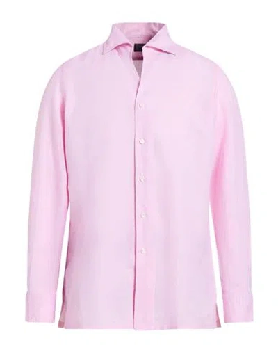 Finamore 1925 Man Shirt Pink Size 17 ½ Cotton, Linen In Pink