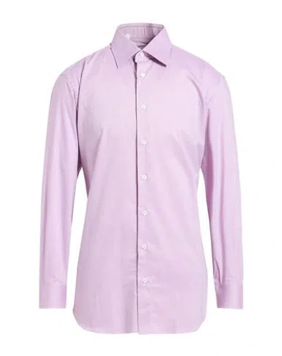 Brioni Man Shirt Mauve Size 17 ½ Cotton In Purple