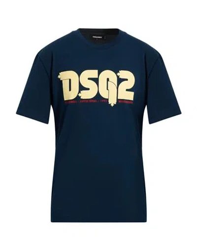 Dsquared2 Man T-shirt Midnight Blue Size L Cotton In Blue