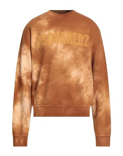Dsquared2 Man Sweatshirt Camel Size L Cotton, Elastane In Brown