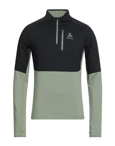 Odlo Man Sweatshirt Black Size S Recycled Polyester, Elastane In Green