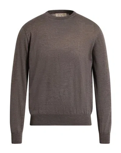 Aion Man Sweater Taupe Size 44 Virgin Wool In Gray