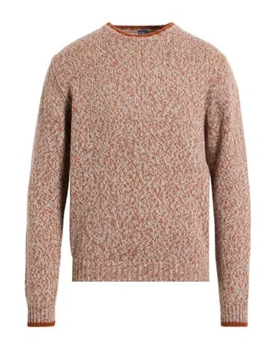 Fedeli Man Sweater Rust Size 40 Alpaca Wool, Virgin Wool In Neutral