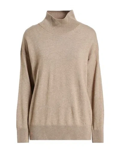 Alpha Studio Woman Turtleneck Beige Size 8 Recycled Wool, Ecovero Viscose, Recycled Polyamide, Recyc In Brown