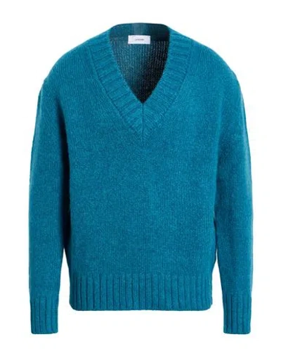 Lardini Man Sweater Deep Teal Size 42 Alpaca Wool, Wool, Nylon In Blue