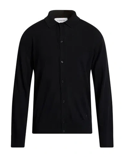 Laneus Man Cardigan Black Size 44 Virgin Wool, Cashmere In Black