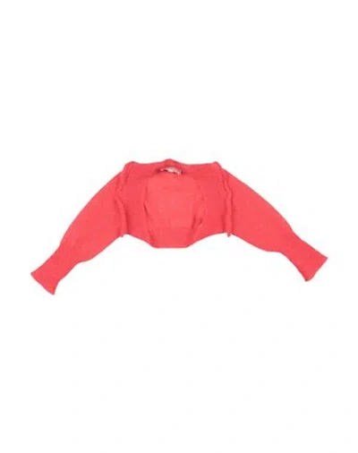 Simonetta Toddler Girl Wrap Cardigans Coral Size 5 Mohair Wool, Polyamide, Wool In Red