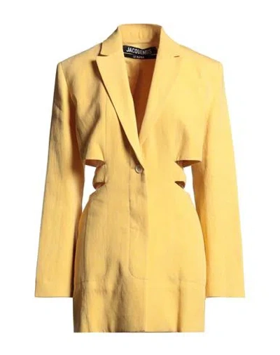 Jacquemus Le Raphia Woman Mini Dress Yellow Size 10 Linen, Viscose, Polyester In Yellow