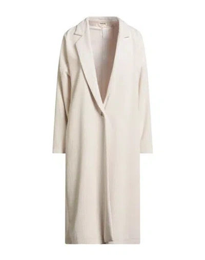 Toupy Woman Overcoat & Trench Coat Ivory Size M Polyester, Nylon, Elastane In Neutral