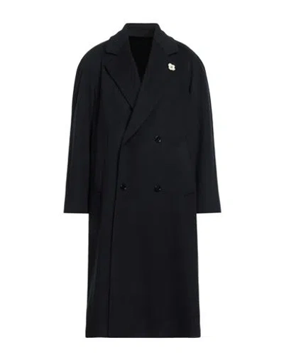 Lardini Man Coat Midnight Blue Size 42 Wool In Black