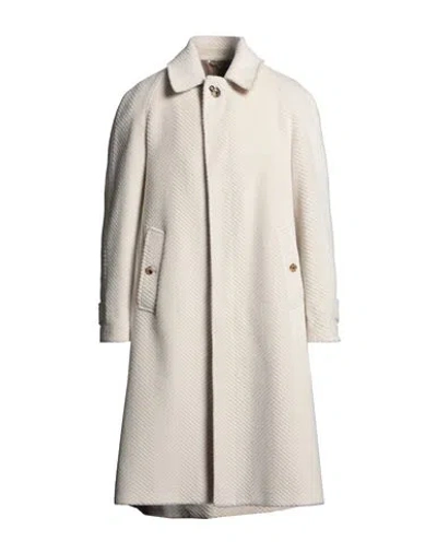 Lardini Man Coat Cream Size 40 Wool, Polyamide In White