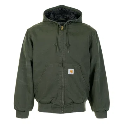Carhartt Hooded Blazer With Front Pockets And Ribbed Cuffs In Green