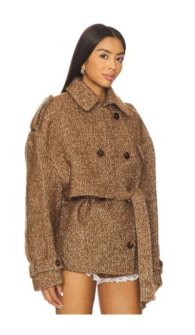 Yuhan Wang Herringbone Coat In Brown