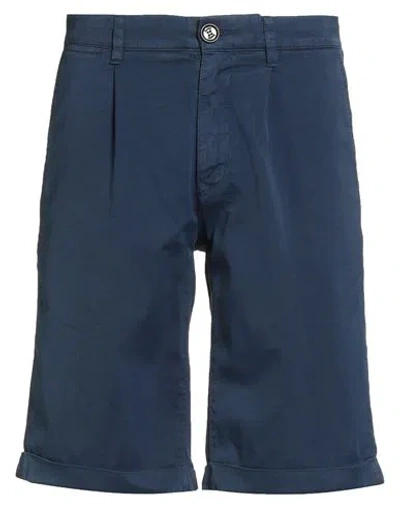 Moorer Man Shorts & Bermuda Shorts Navy Size 38 Cotton, Silk, Elastane In Blue