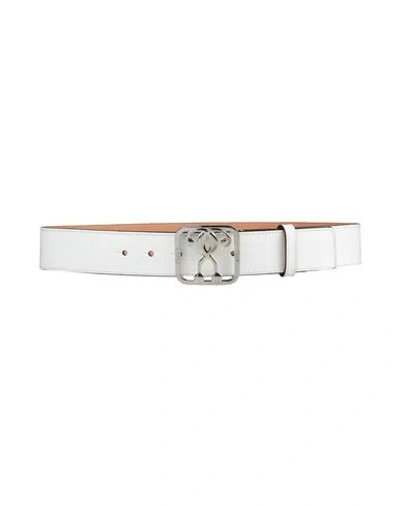 Moschino Couture Man Belt White Size 38 Leather In White