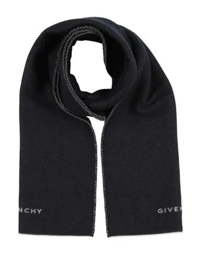 Givenchy Man Scarf Midnight Blue Size - Wool, Virgin Wool, Silk In Black
