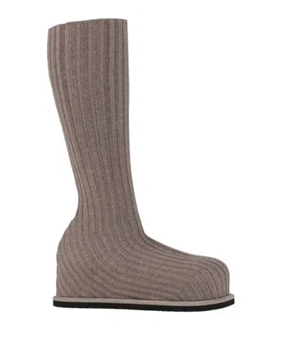 Amina Muaddi Woman Boot Taupe Size 7 Textile Fibers In Gray