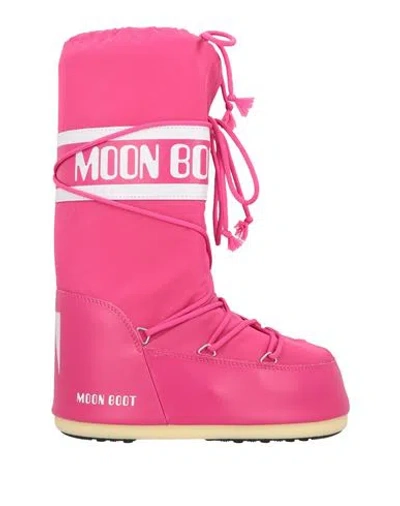 Moon Boot Man Boot Magenta Size 7-8.5 Textile Fibers, Synthetisches Material In Pink