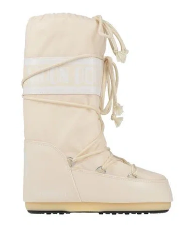 Moon Boot Woman Boot Cream Size 8-8.5 Textile Fibers, Synthetisches Material In White