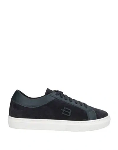 Baldinini Man Sneakers Midnight Blue Size 6 Leather In Blue