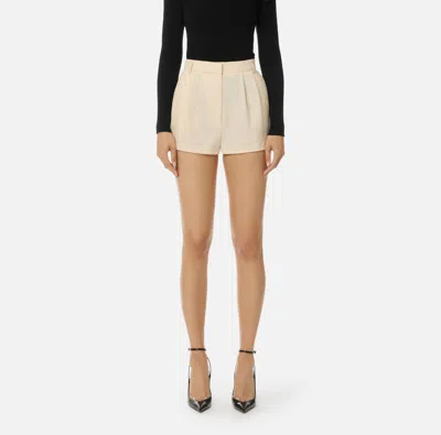 Elisabetta Franchi Cool Wool Shorts With Contrasting Topstitching In Pink