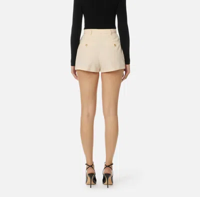 Elisabetta Franchi Cool Wool Shorts With Contrasting Topstitching In Pink