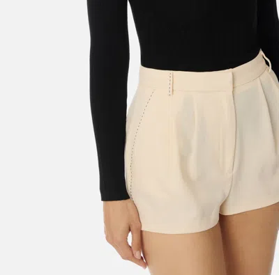 Elisabetta Franchi Cool Wool Shorts With Contrasting Topstitching In Pink