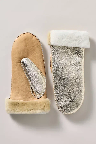 Aristide Leather Mittens In Neutral