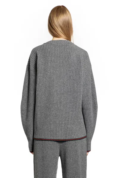 Gucci Womens Dusty Dark Grey Mc Oversized Rib Wool Knitted Cardigan Xs In Gray
