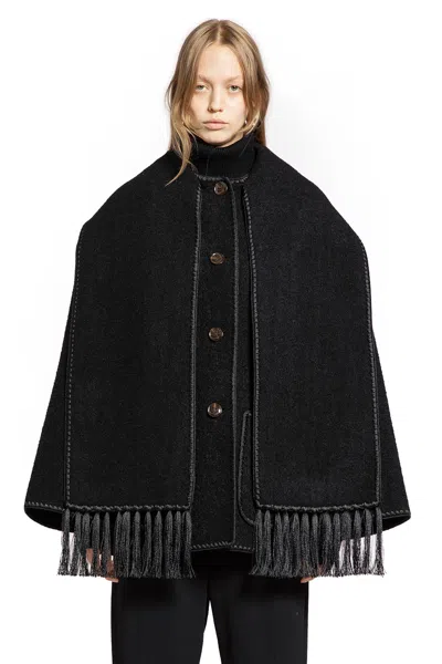 Totême Womens Scarf-overlay Contrast-trim Relaxed-fit Wool-blend Jacket Black In Black