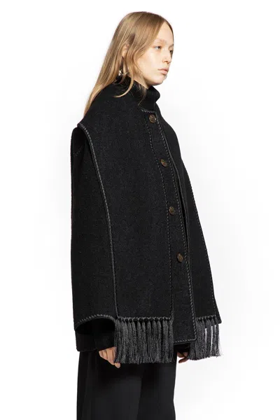 Totême Womens Scarf-overlay Contrast-trim Relaxed-fit Wool-blend Jacket Black In Black