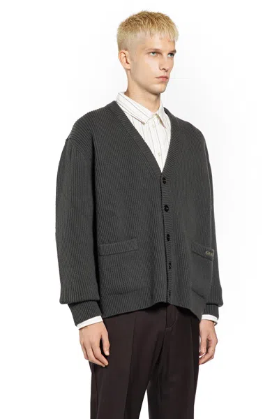 Gucci V-neck Long Sleeve Cardigan Front Pockets In Gray