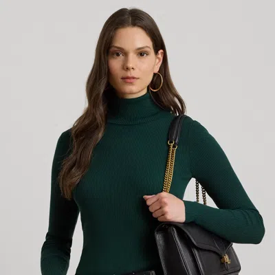 Ralph Lauren Lauren  Ribbed Turtleneck Sweater In Green