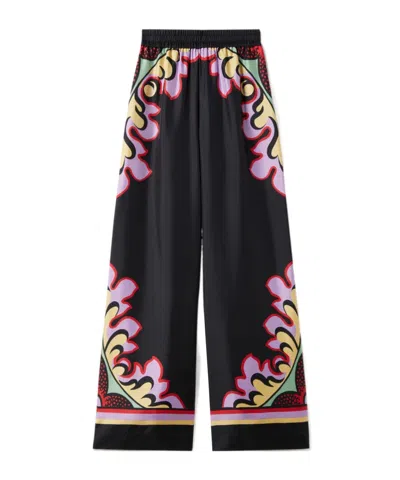 La Doublej La Double J Silk Twill Palazzo Pants With Relaxed Leg Design In Multi