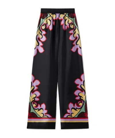 La Doublej La Double J Silk Twill Palazzo Pants With Relaxed Leg Design In Multi