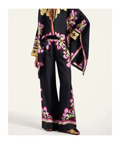 La Doublej La Double J Silk Twill Palazzo Pants With Relaxed Leg Design In Multi