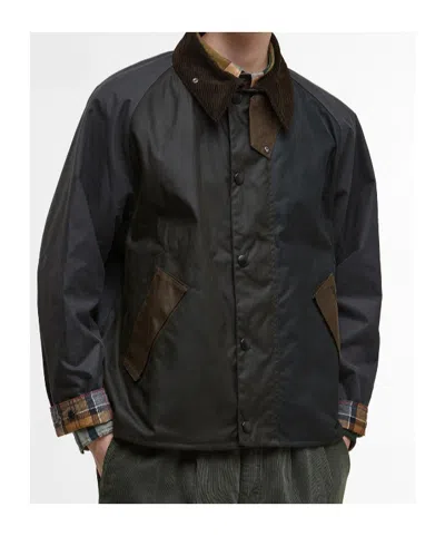 Barbour Patchwork Transport Waxed Jacket In Green