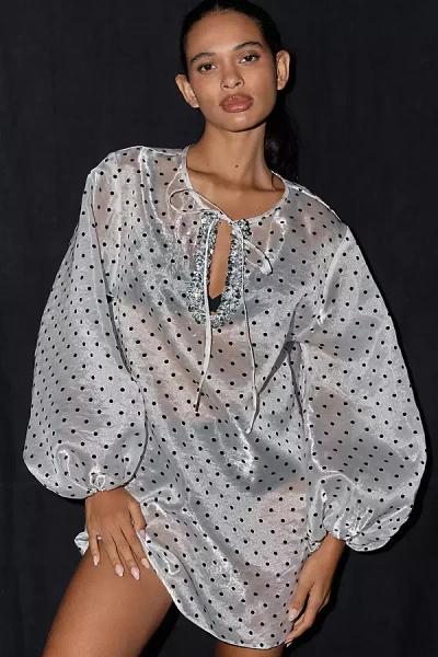 Mare Mare Sheer Puff-sleeve Mini Dress In Black