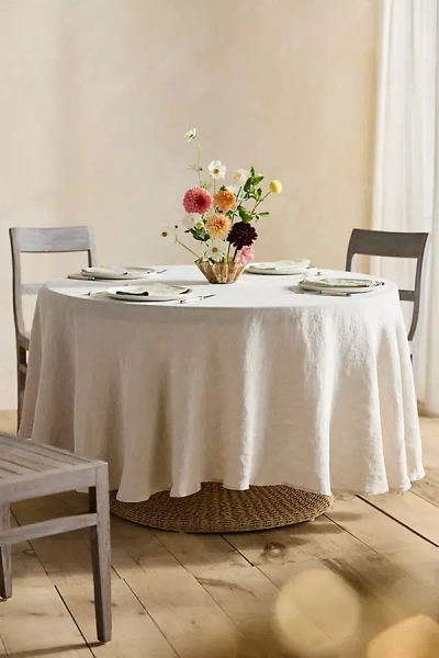 Terrain Lithuanian Linen Round Tablecloth In White