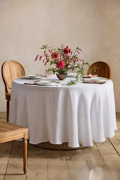 Terrain Lithuanian Linen Round Tablecloth In White
