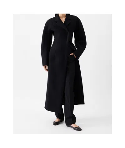 Jacquemus Womens Black Curvo Notch-lapels Wool Coat In Black