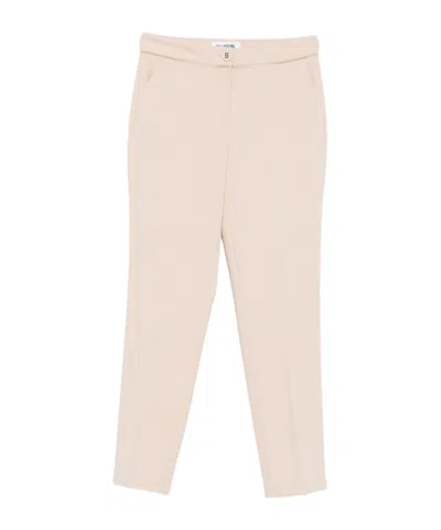 Blugirl Tailored Beige Pants With Decorative Button In Neutral
