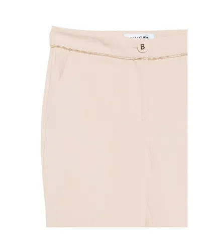 Blugirl Tailored Beige Pants With Decorative Button In Neutral