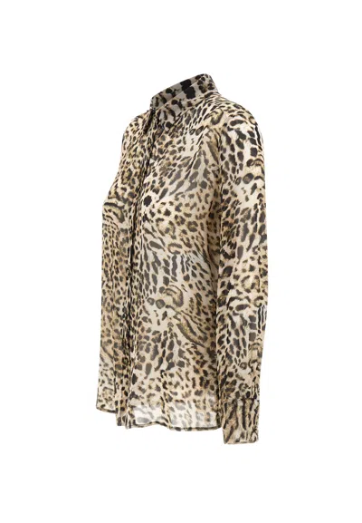 Kaos Animal-print Button-front Shirt In Green