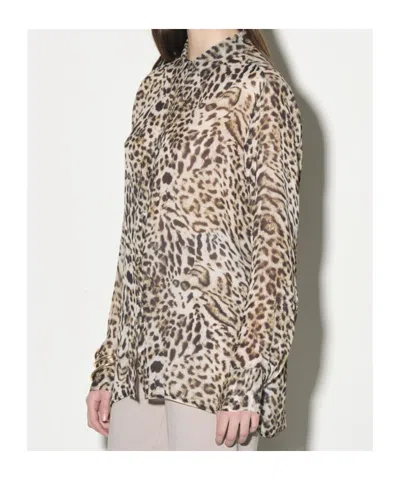 Kaos Animal-print Button-front Shirt In Green