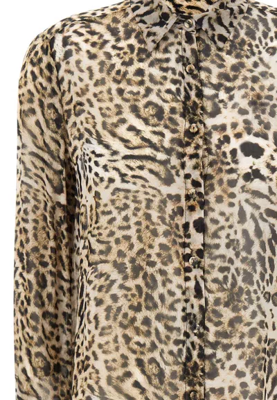 Kaos Animal-print Button-front Shirt In Green