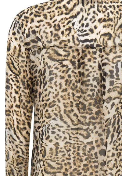 Kaos Animal-print Button-front Shirt In Green