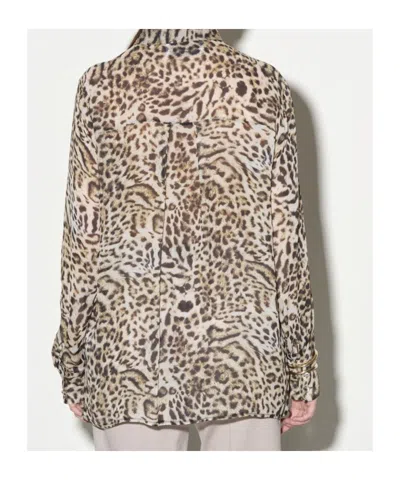 Kaos Animal-print Button-front Shirt In Green